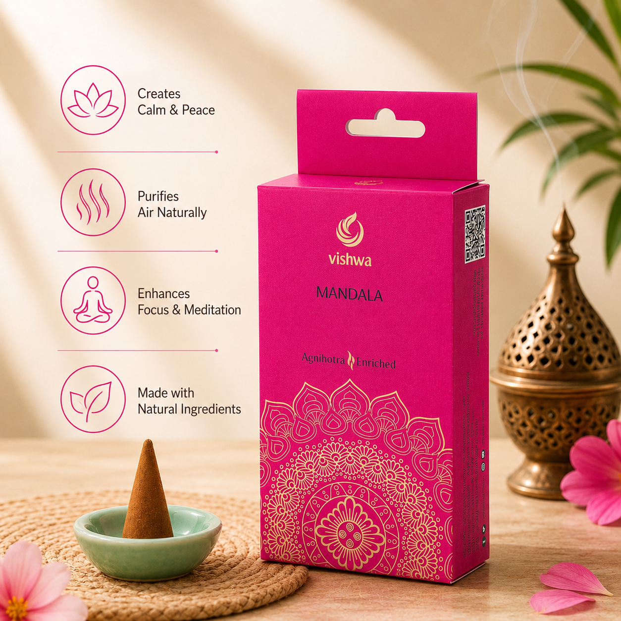 Mandala Incense Cones - Pink  4