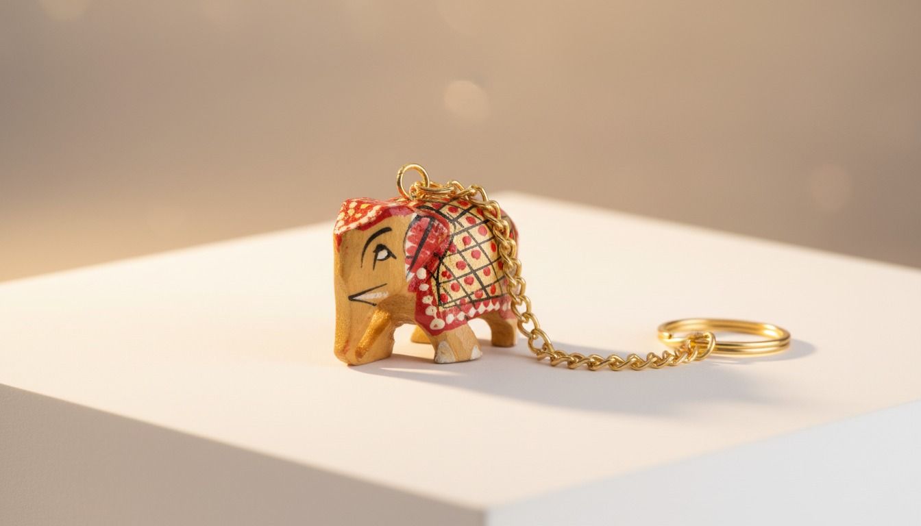 Hand-Painted Wooden Rajasthani Keychain