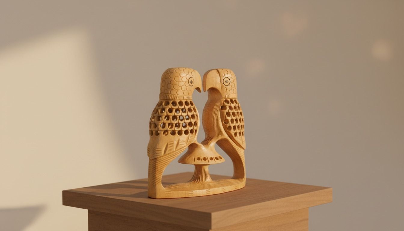 Handcrafted Wooden Love Birds - Decorative Art 2