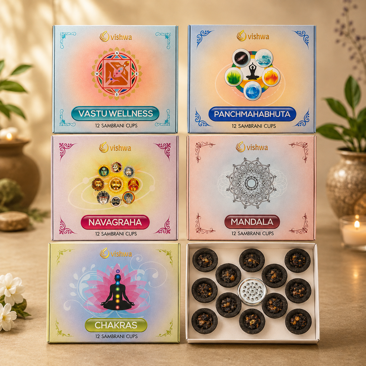 Assorted Sambrani Cups Bundle (all 5) 2