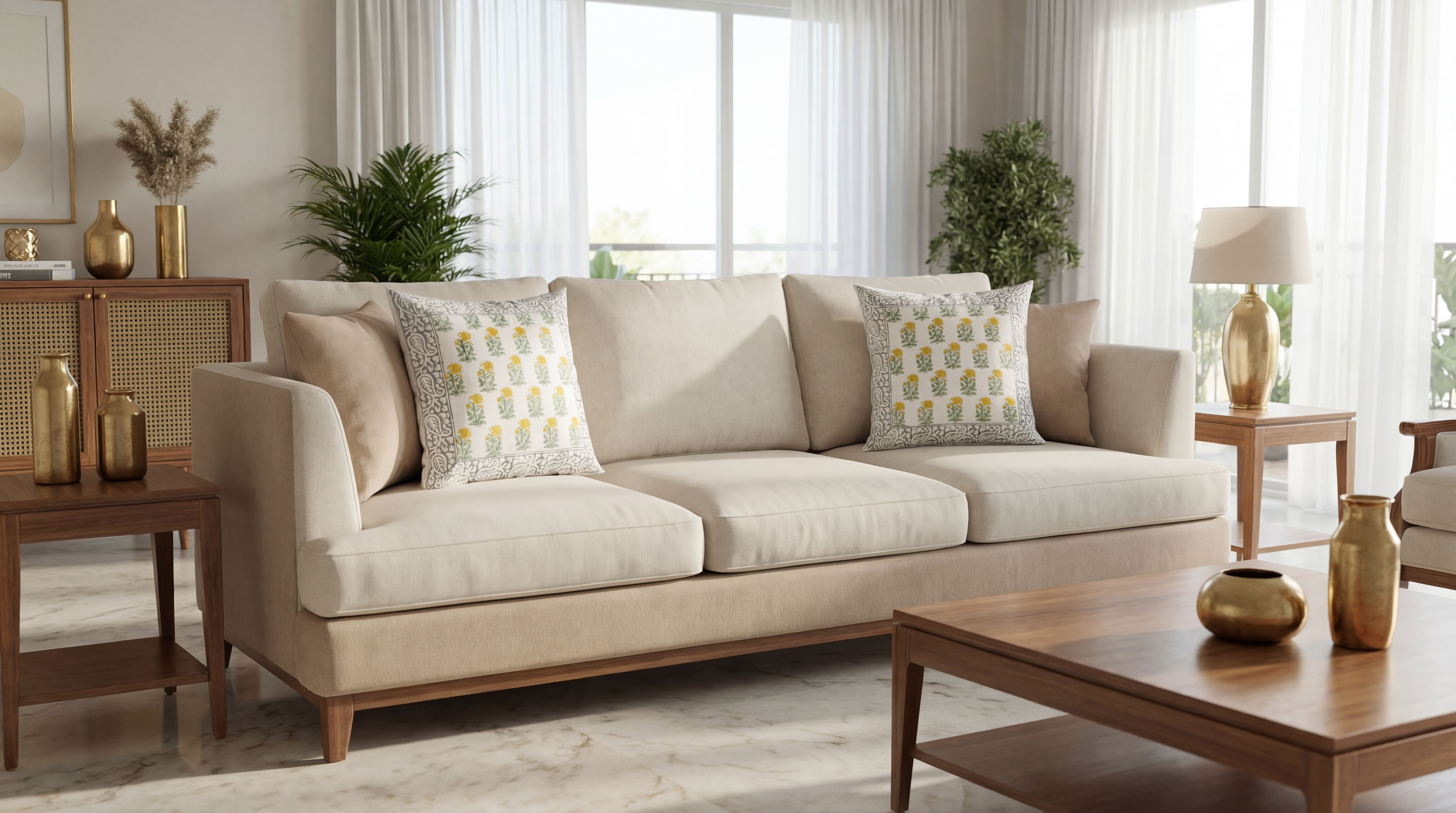 Heritage Blossom Hand block Cushion Cover