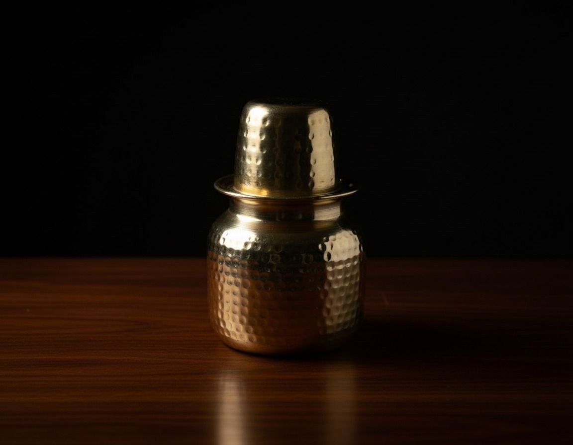 Hammered Brass Kalash (Lota with Cup) 4