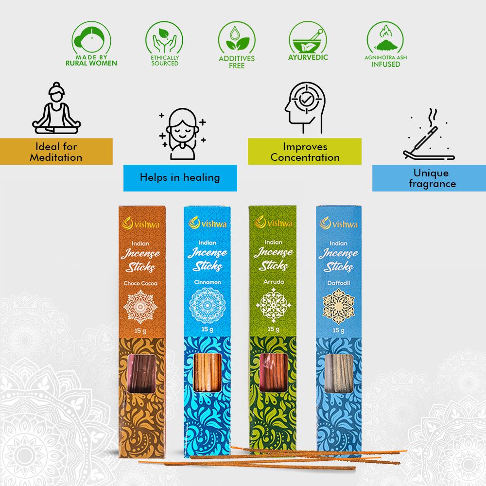 Mid - Range Incense Sticks Bundle - Exotic - ( Choco Cocoa + Cinnamon + Daffodil + Arruda ) 2