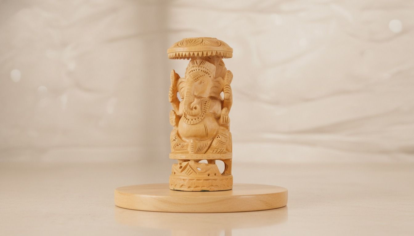 Handicrafterd Wooden Lord Ganesha Idol  2