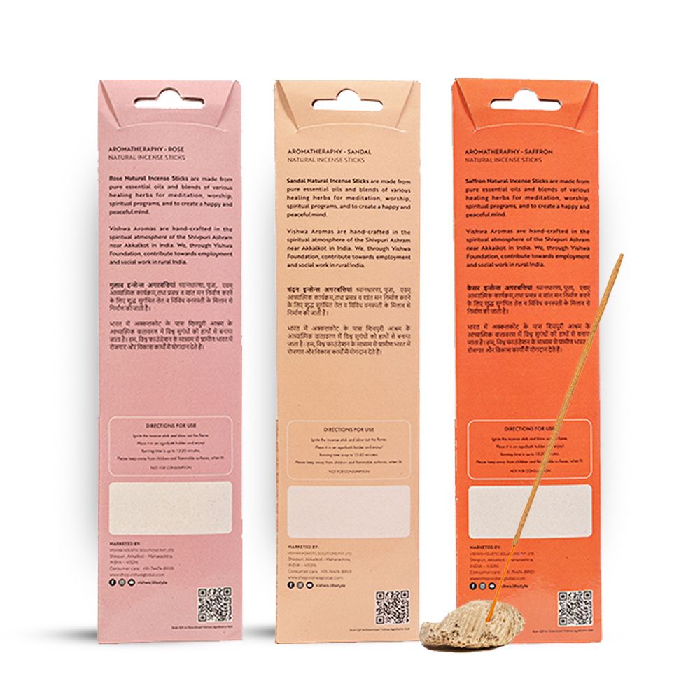 Premium Incense Sticks Bundle - Royal - ( Rose + Saffron+ Sandal) 4
