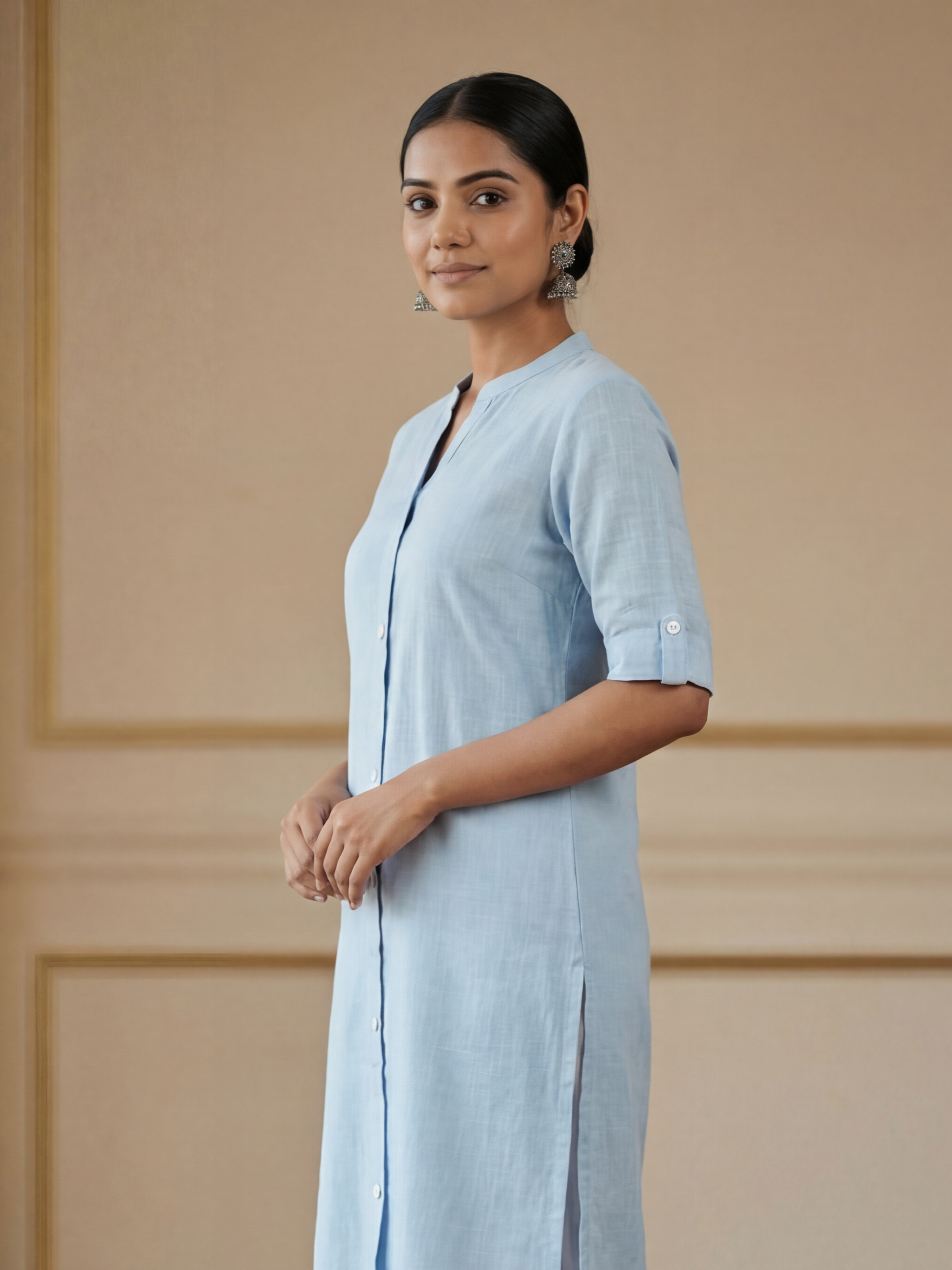 Soft Blue - Women's Long Kurta  2