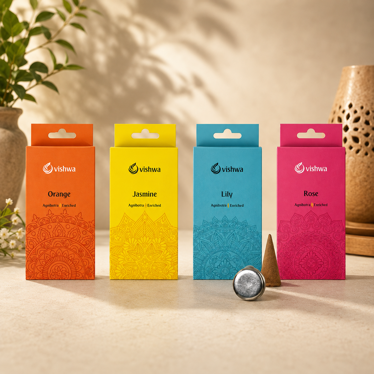 Signature Incense Cone Bundle - ( Orange + Rose + Lily + Jasmine )