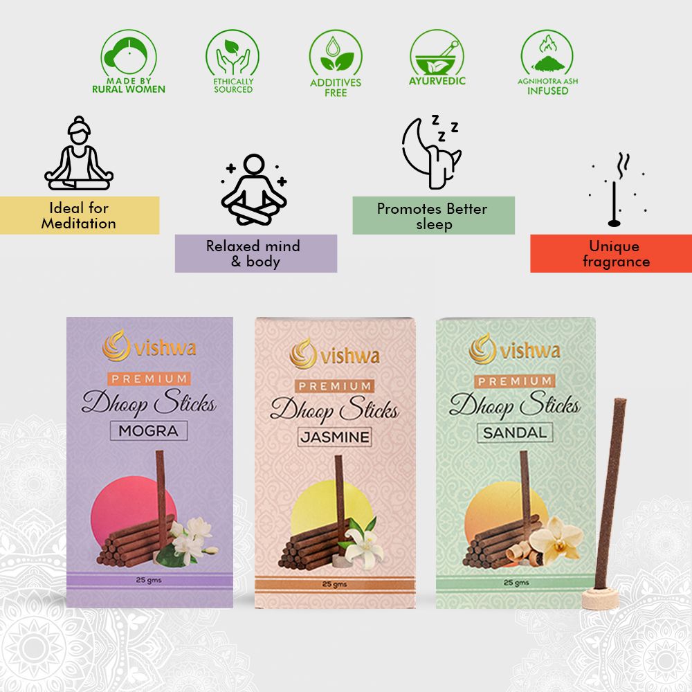Dhoop Sticks Bundle - Indian - ( Jasmine + Sandal + Mogra ) 3