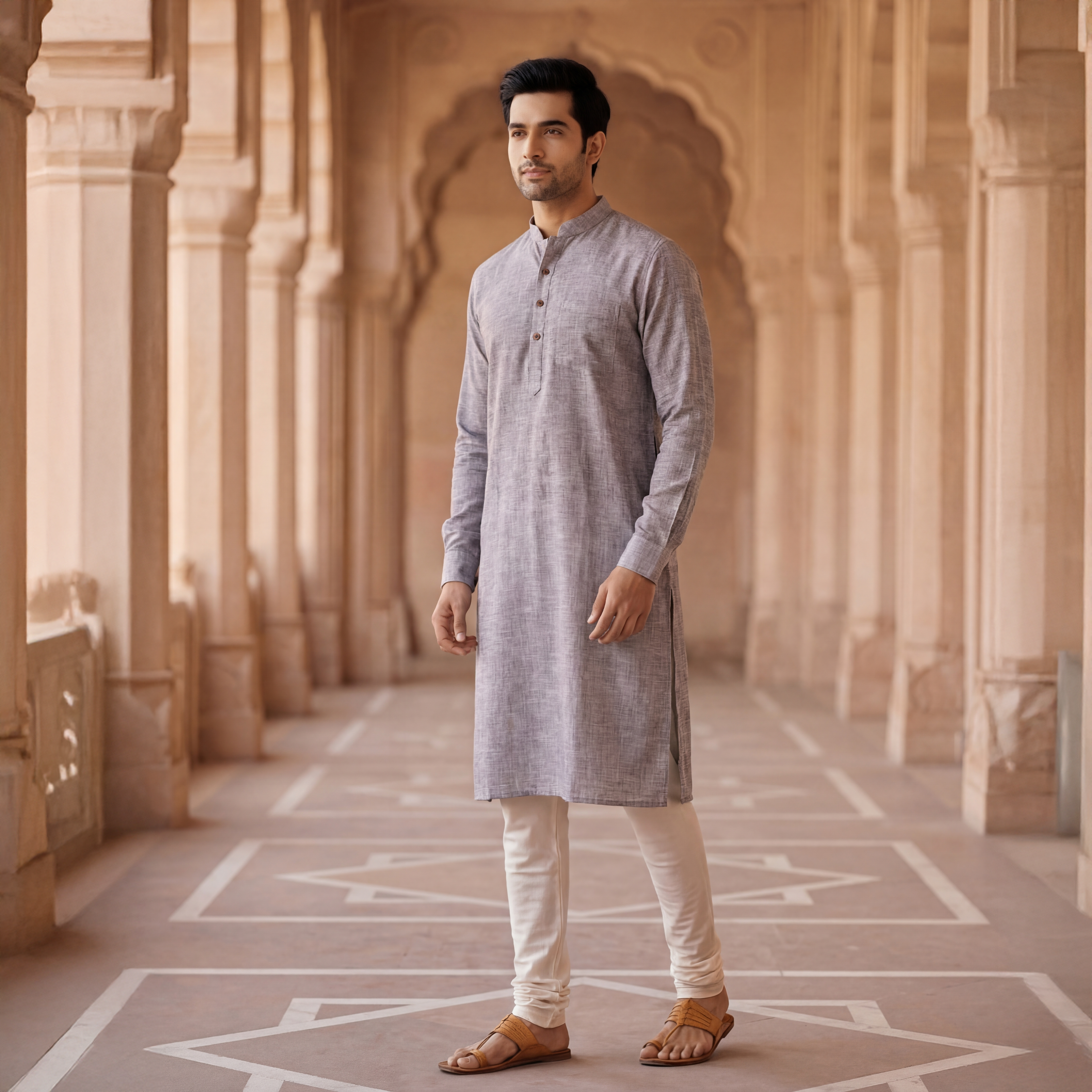 Men's Long Kurta- Heritage Grey 5