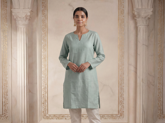 Dark Green Women's Short Kurta 2