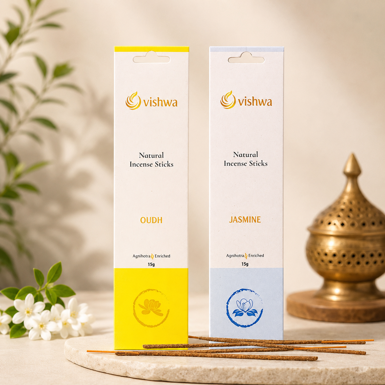 Premium Incense Sticks Bundle - Natural - (Oudh + Jasmine )