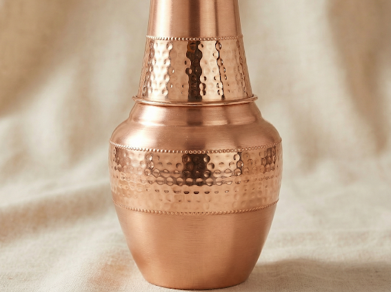 copper bottle jug with inbuilt copper glass 2