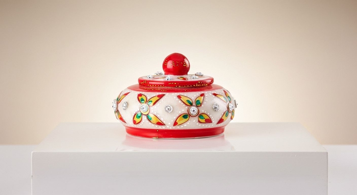 Rajasthani Marble Meenakari Kumkum Box 