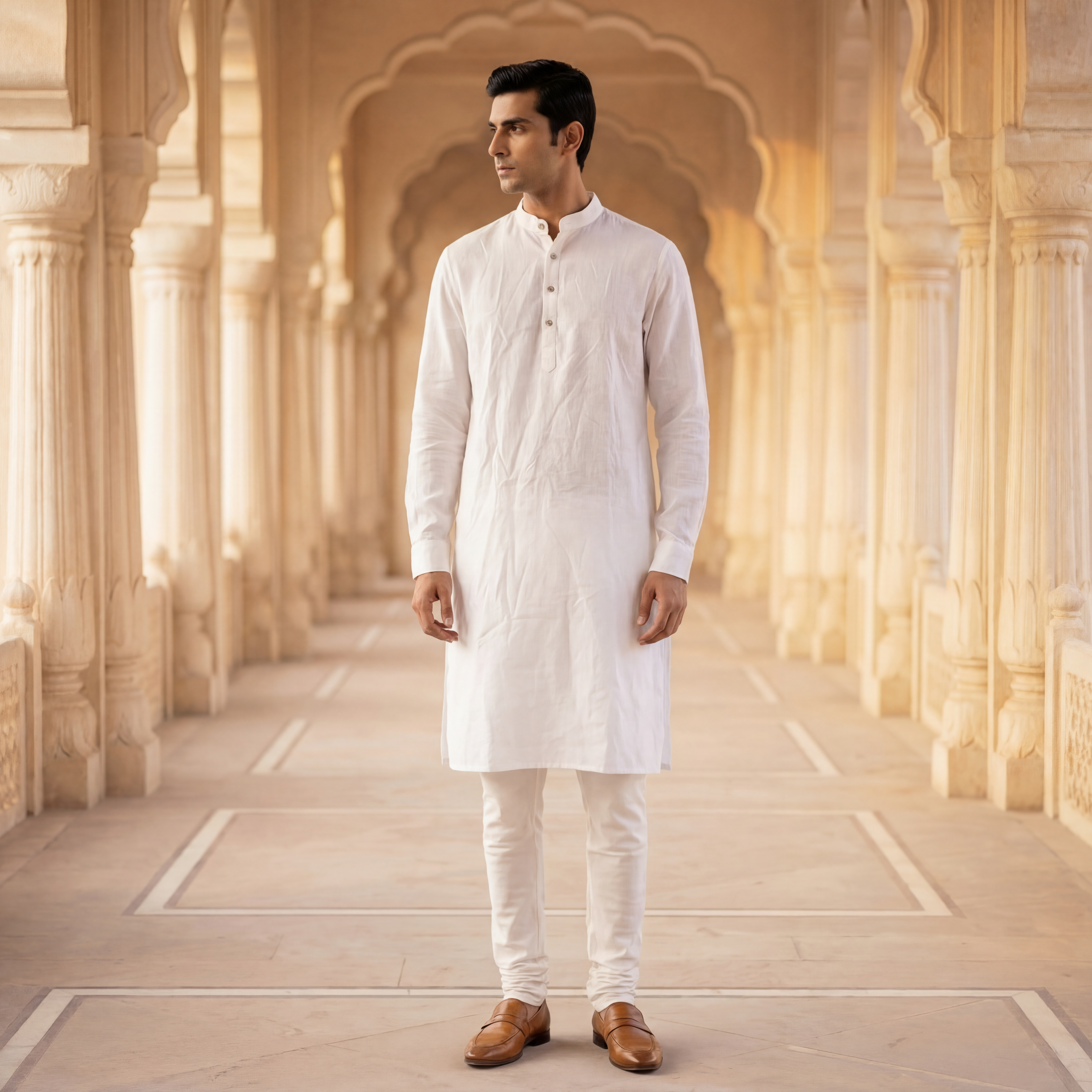 Pure White - Men's Long Kurta 2