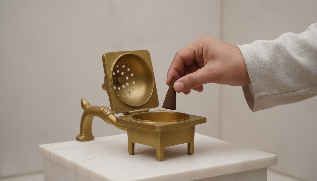 Brass Dhoop Dani (Incense Burner) with Handle 3
