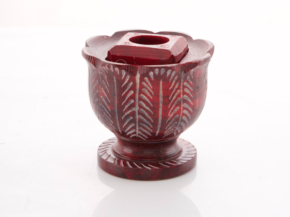 Handcrafted Lotus Shaped Stone Candle And Incense Stick Holder 3