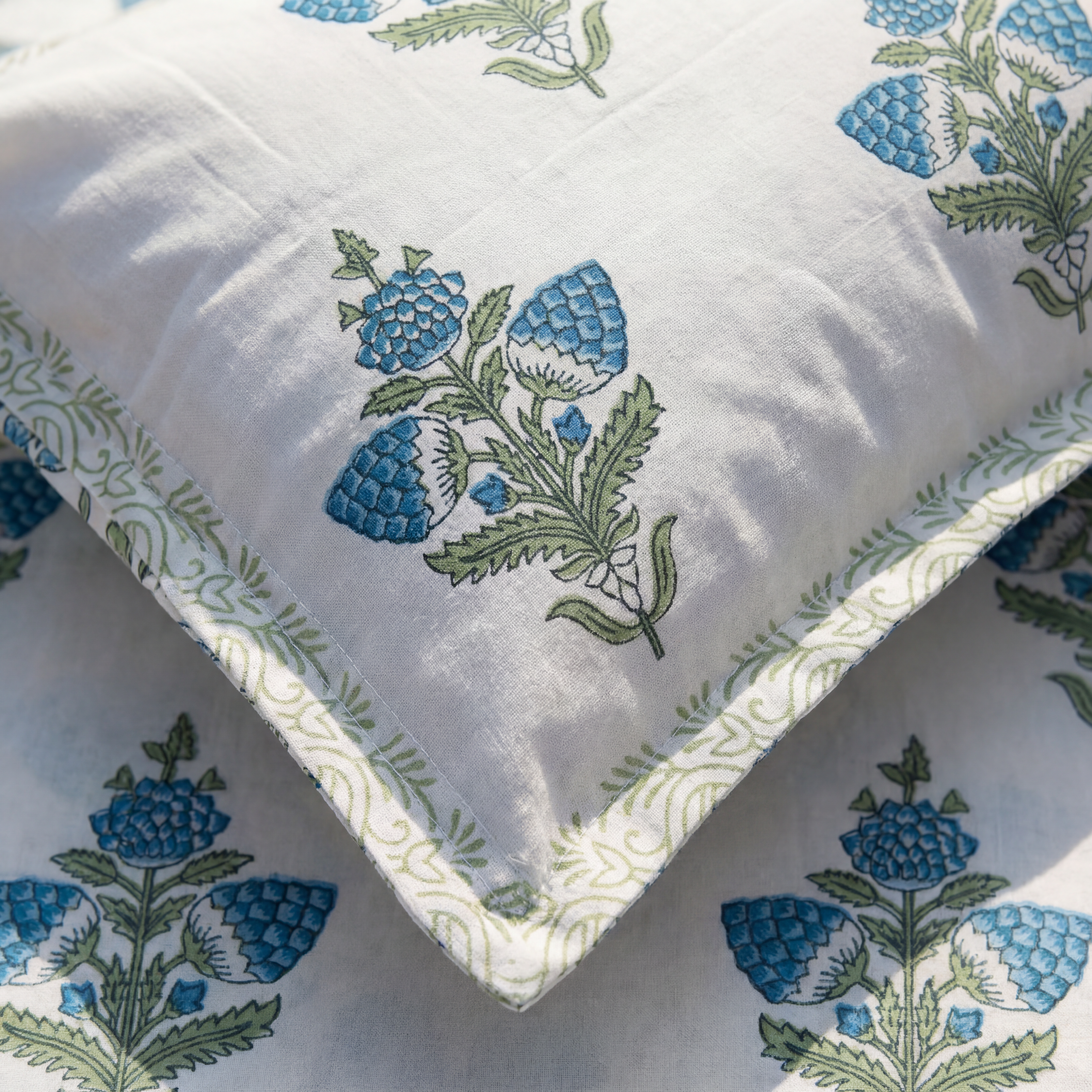 Blue Meadow Hand block Bedsheet Set 5