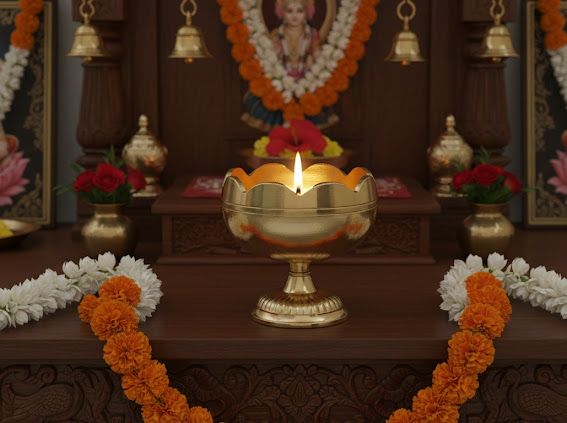 Brass Lotus Design Oil Diya / Deepak  2