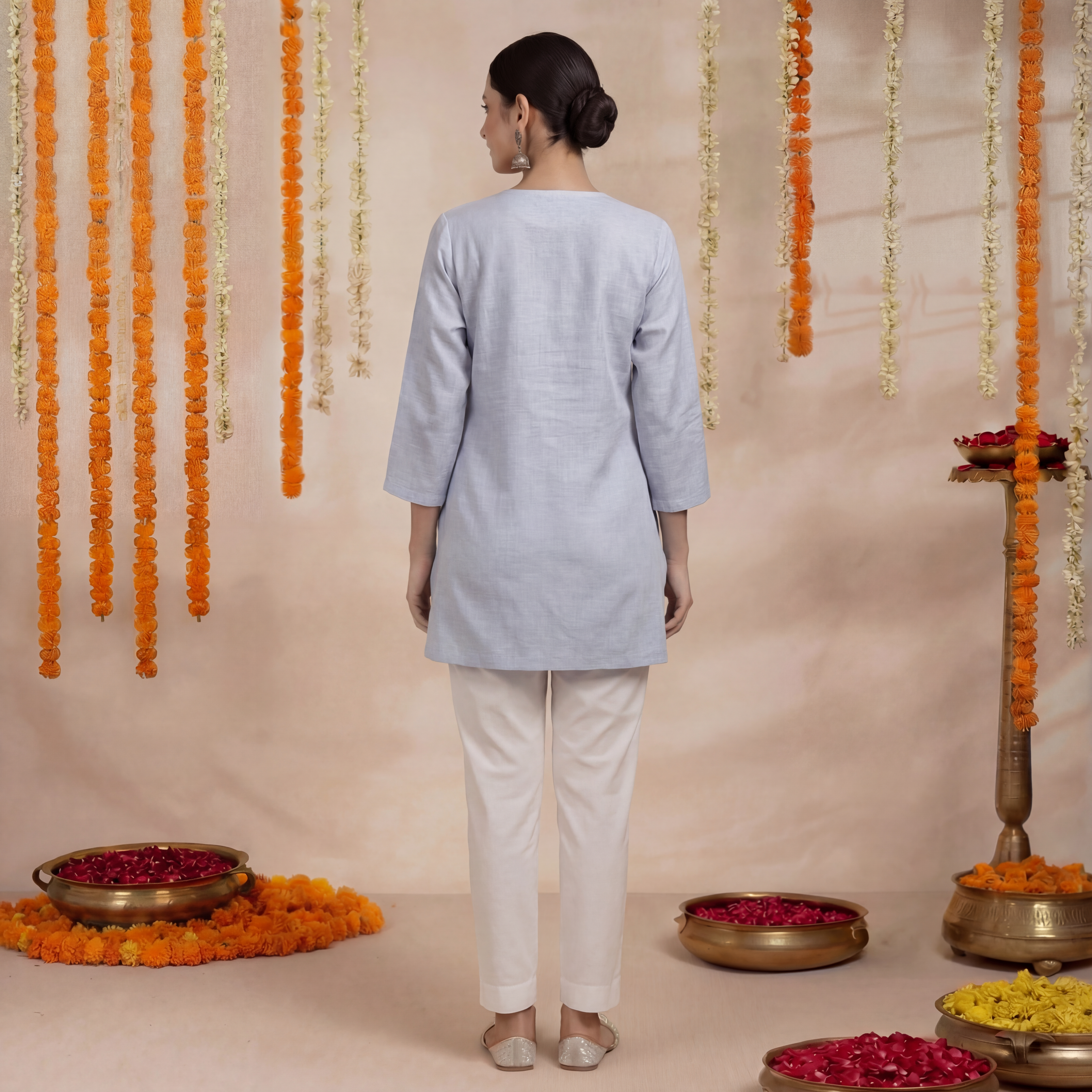 Women's Short Kurta - Sky Blue  3