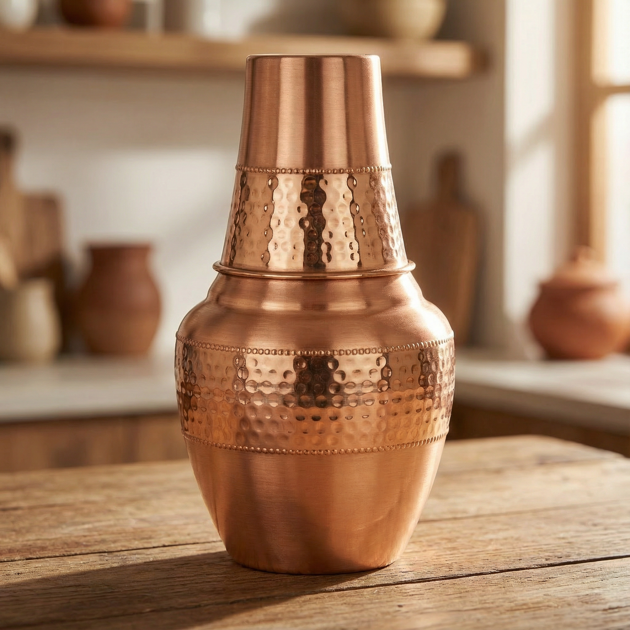 Copper Jug with Inbuilt Copper Glass