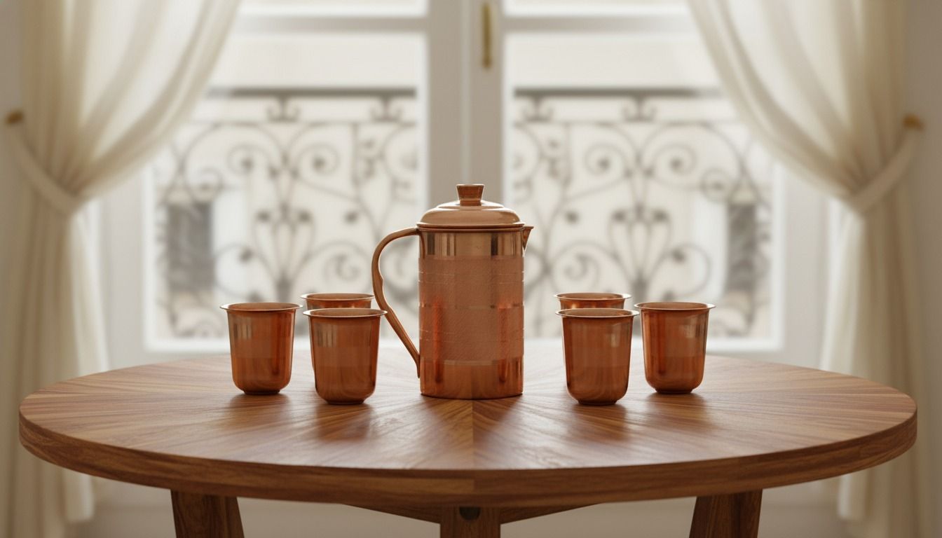 Copper Jug Set with 6 Glass 4