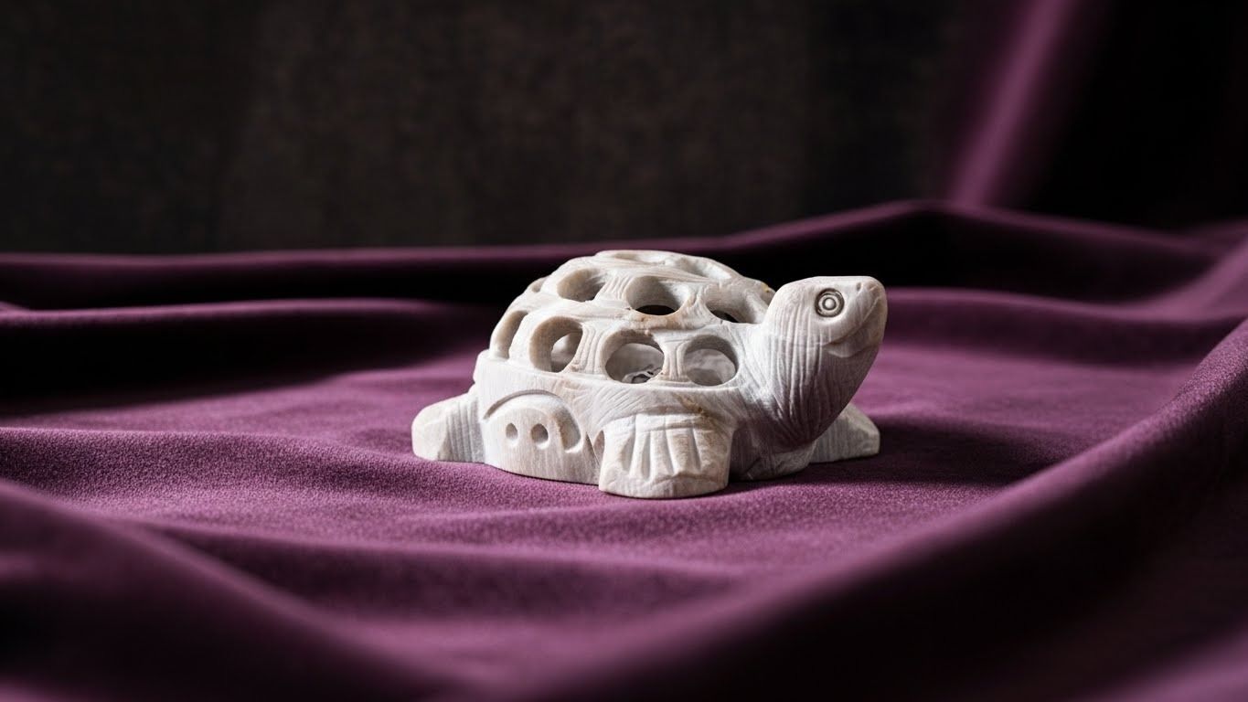 Hand-Carved Jali Work Stone Tortoise
