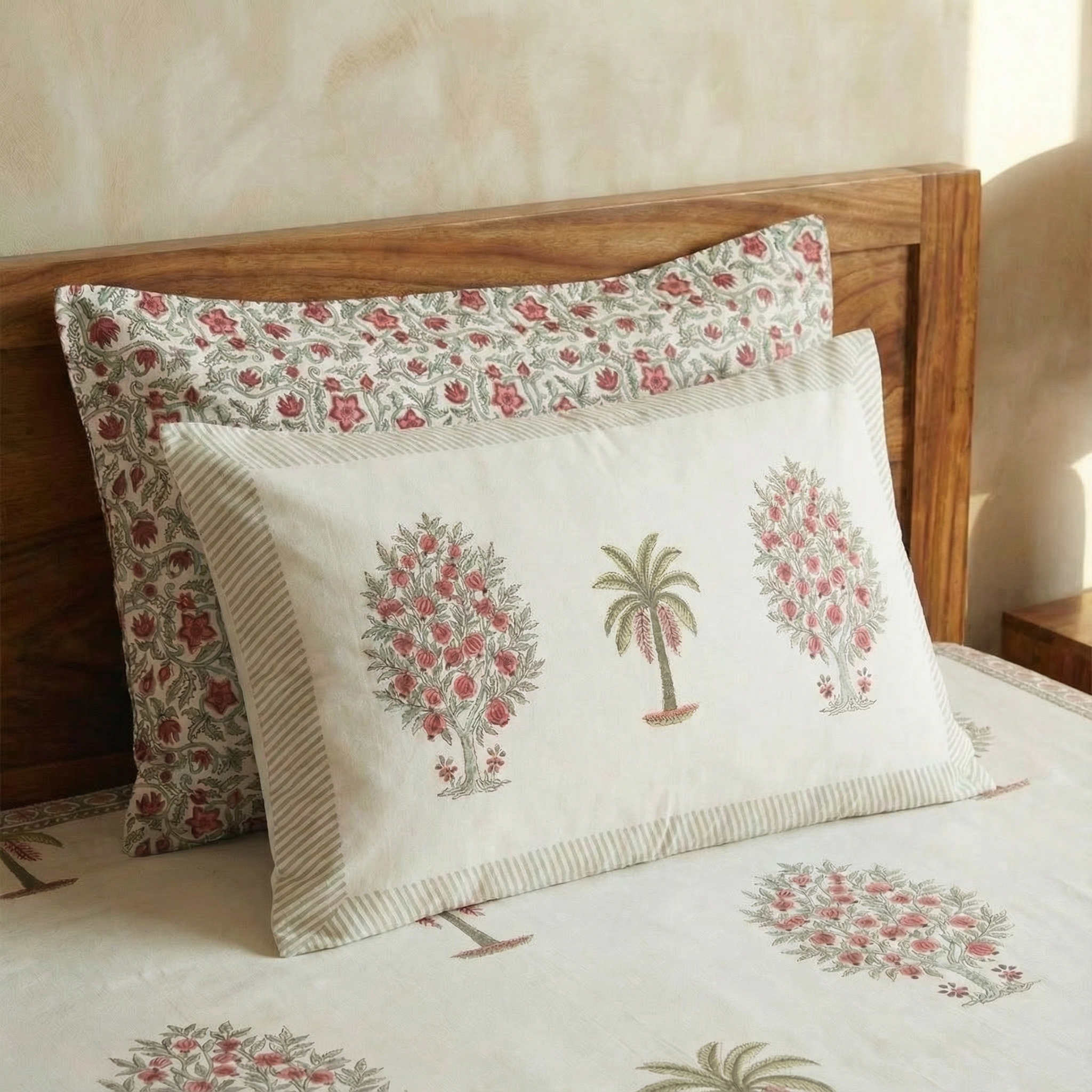 Orchard Charm Hand block Bedsheet Set 3