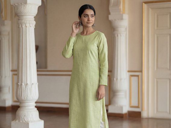Bamboo Green - Women's Long Kurta  2