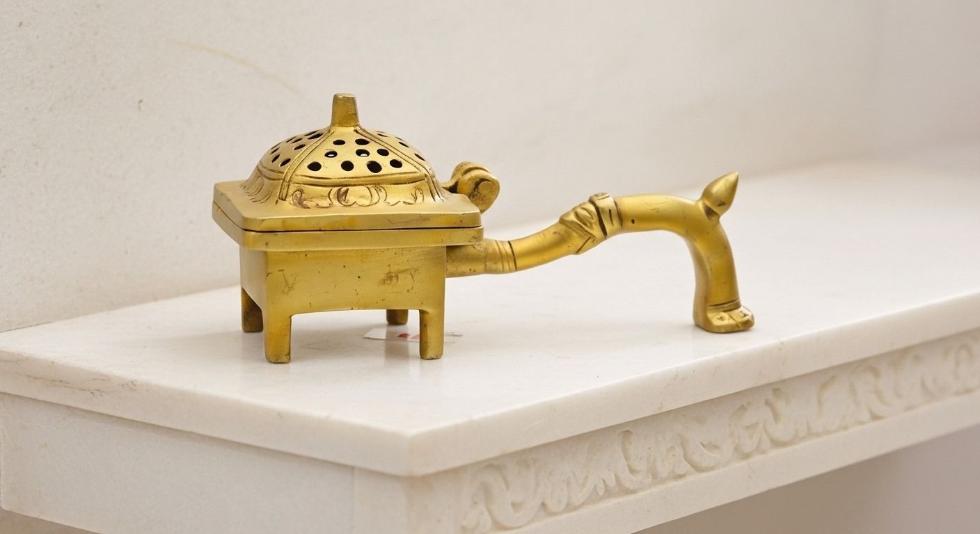 Brass Dhoop Dani (Incense Burner) with Handle