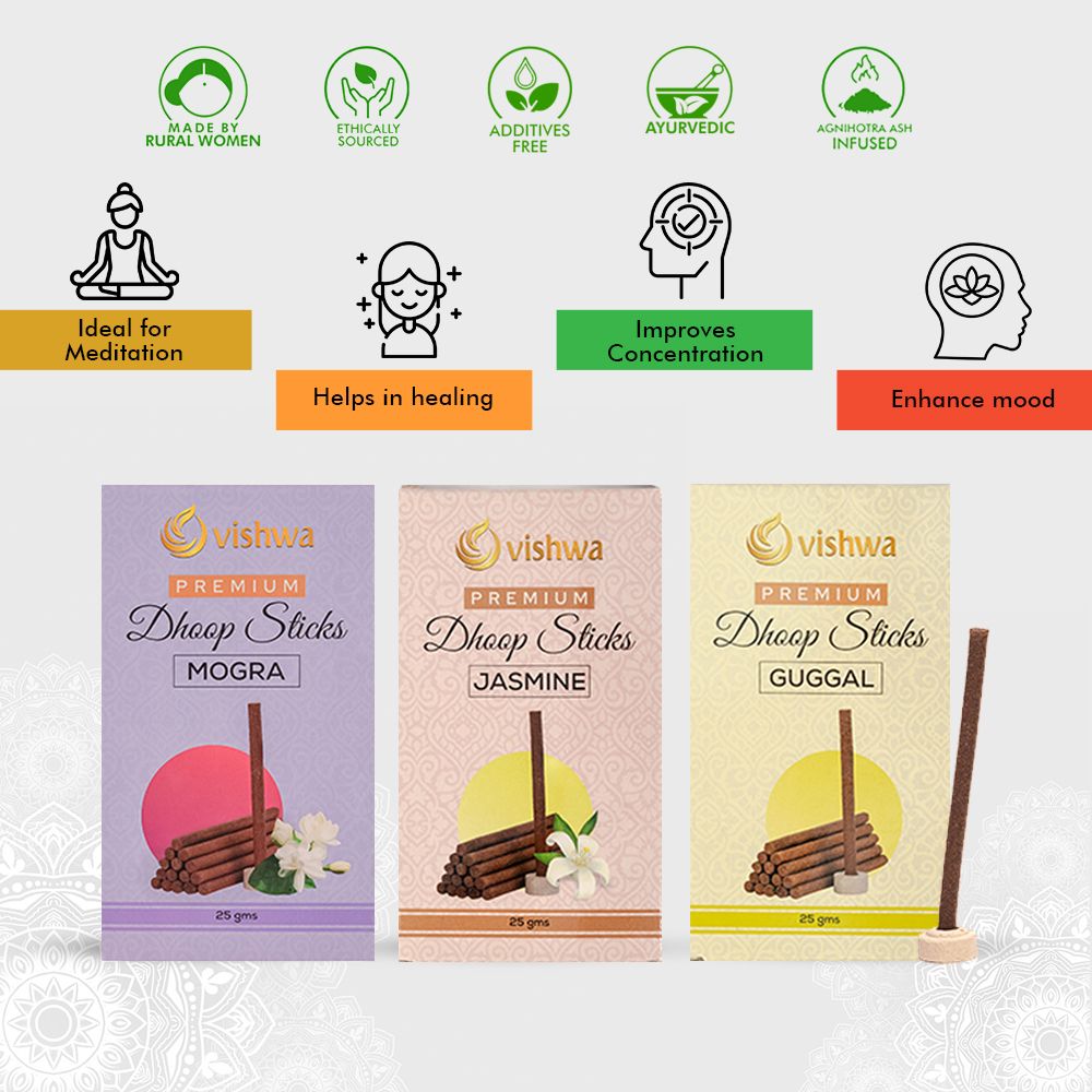 Dhoop Sticks Bundle - Floral - ( Guggal + Mogra + Jasmine ) 3