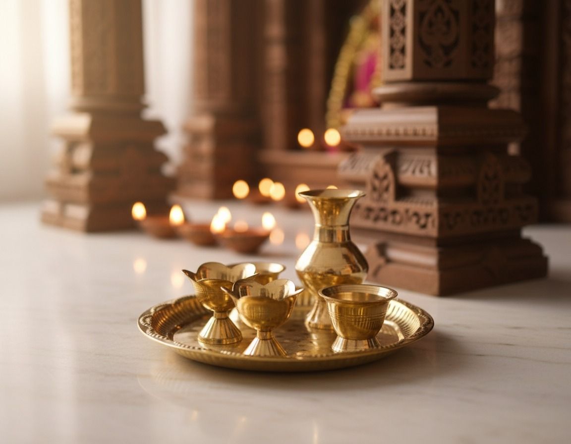 Brass Puja Thali Set with Diyas