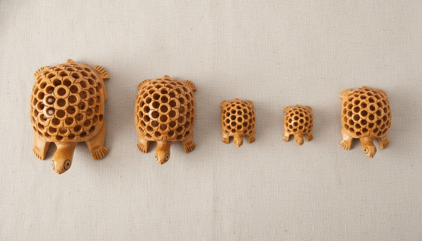 Handcrafted Wooden Tortoise  (Set Of Five) 3