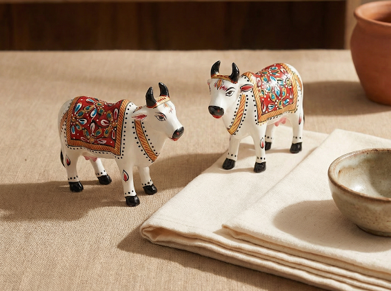 Hand-Painted Kamdhenu Cow Pair