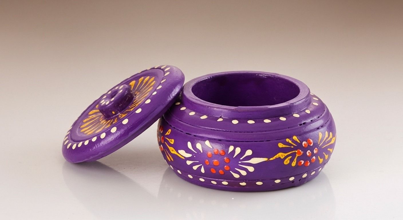Rajasthani Hand-Painted Wooden Box (Purple Floral)