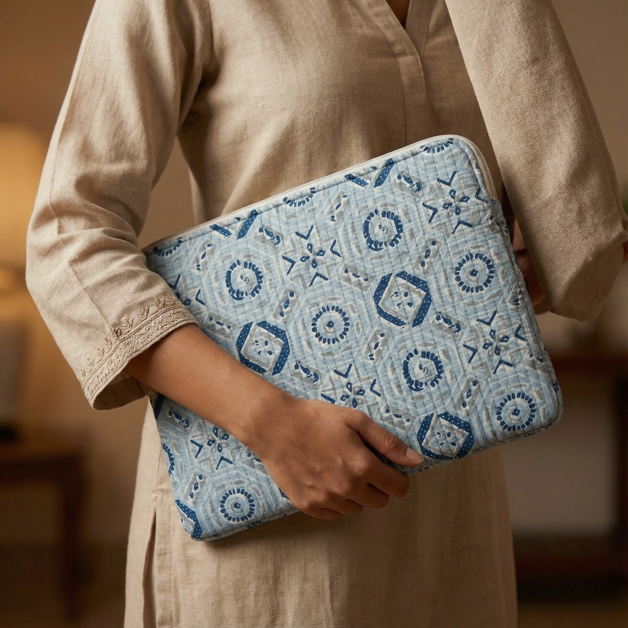 Floral Indigo Pattern Laptop Sleeve