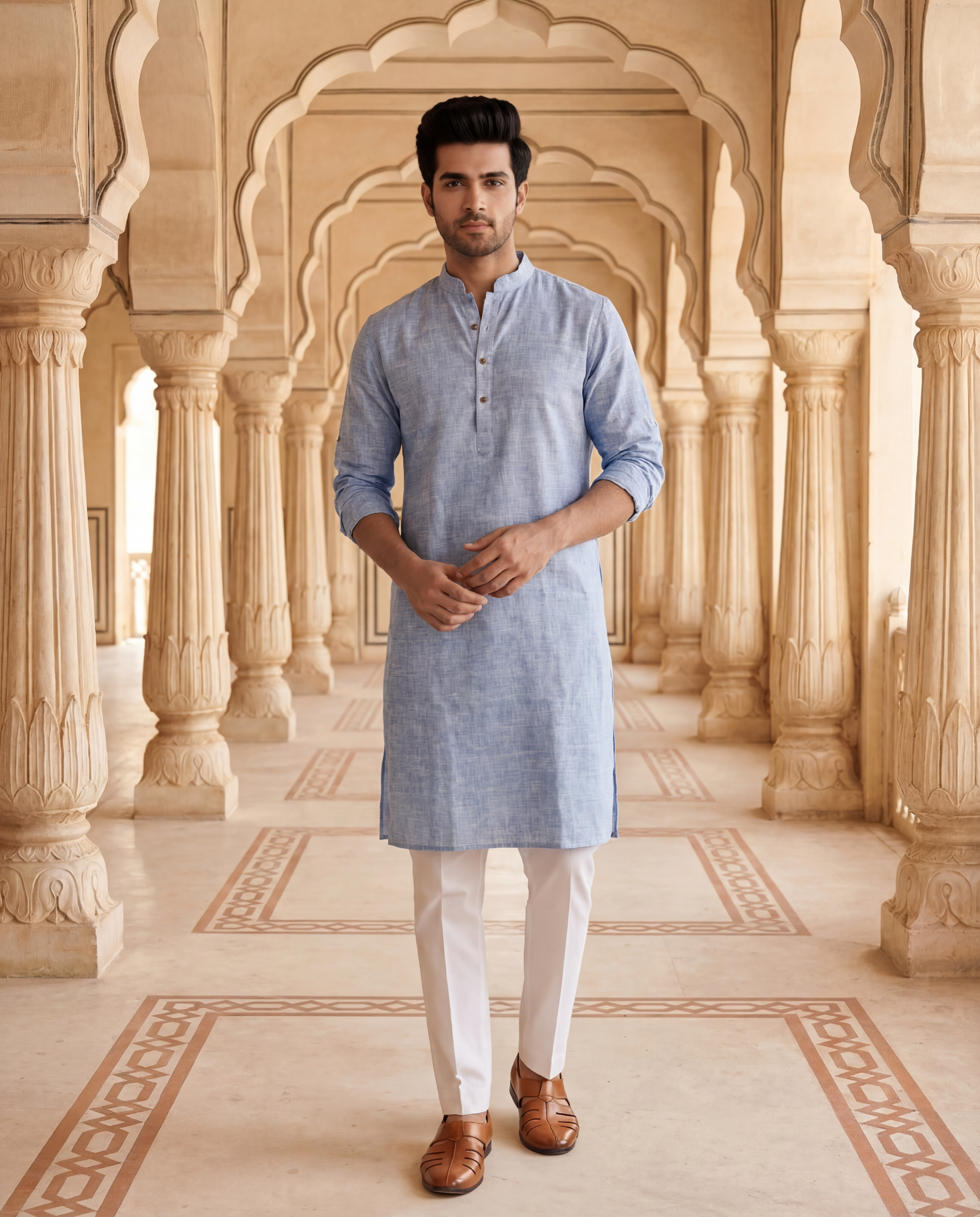 Men's Long Kurta- Pale lilac