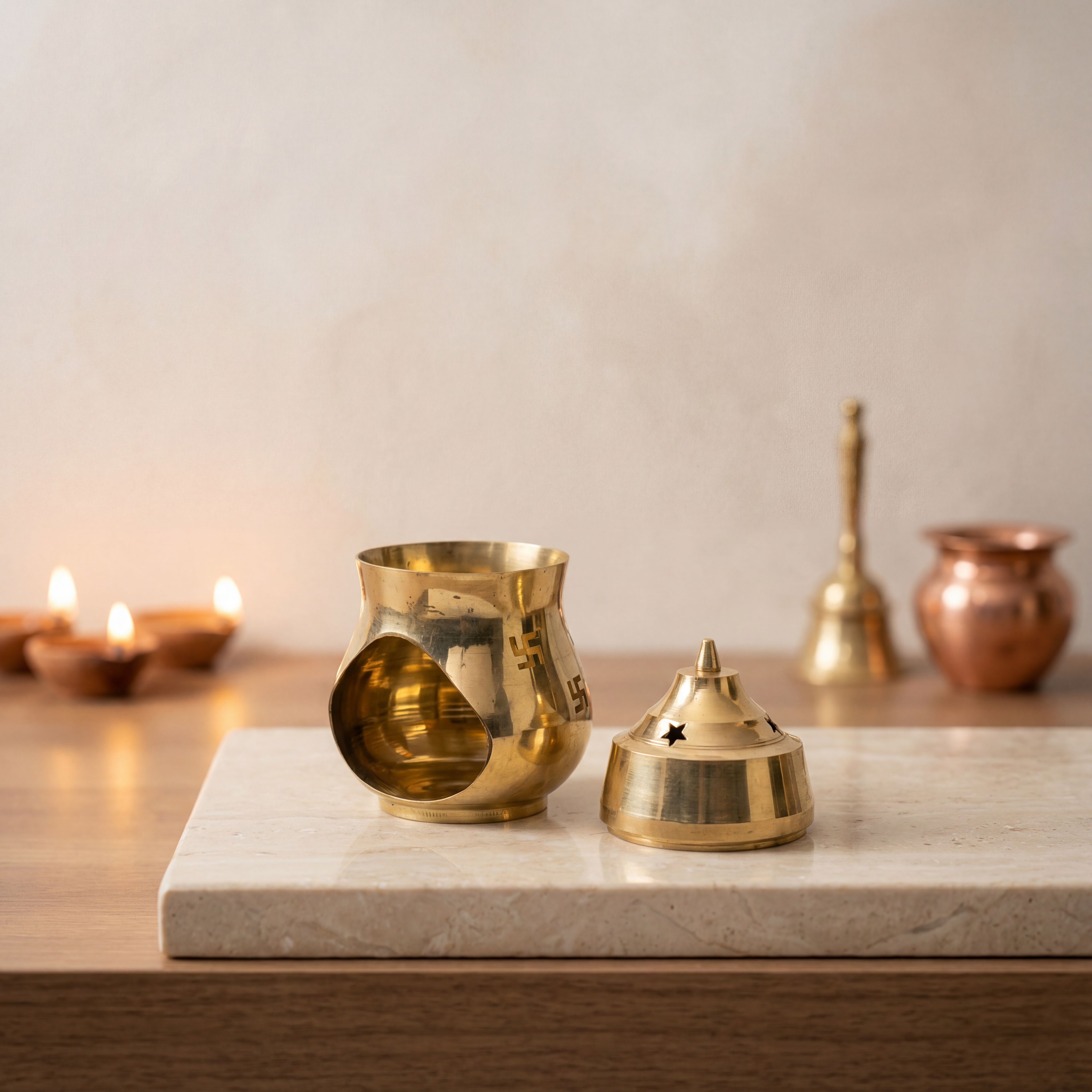 Brass Kapur Dani / Camphor Aarti Lamp 3