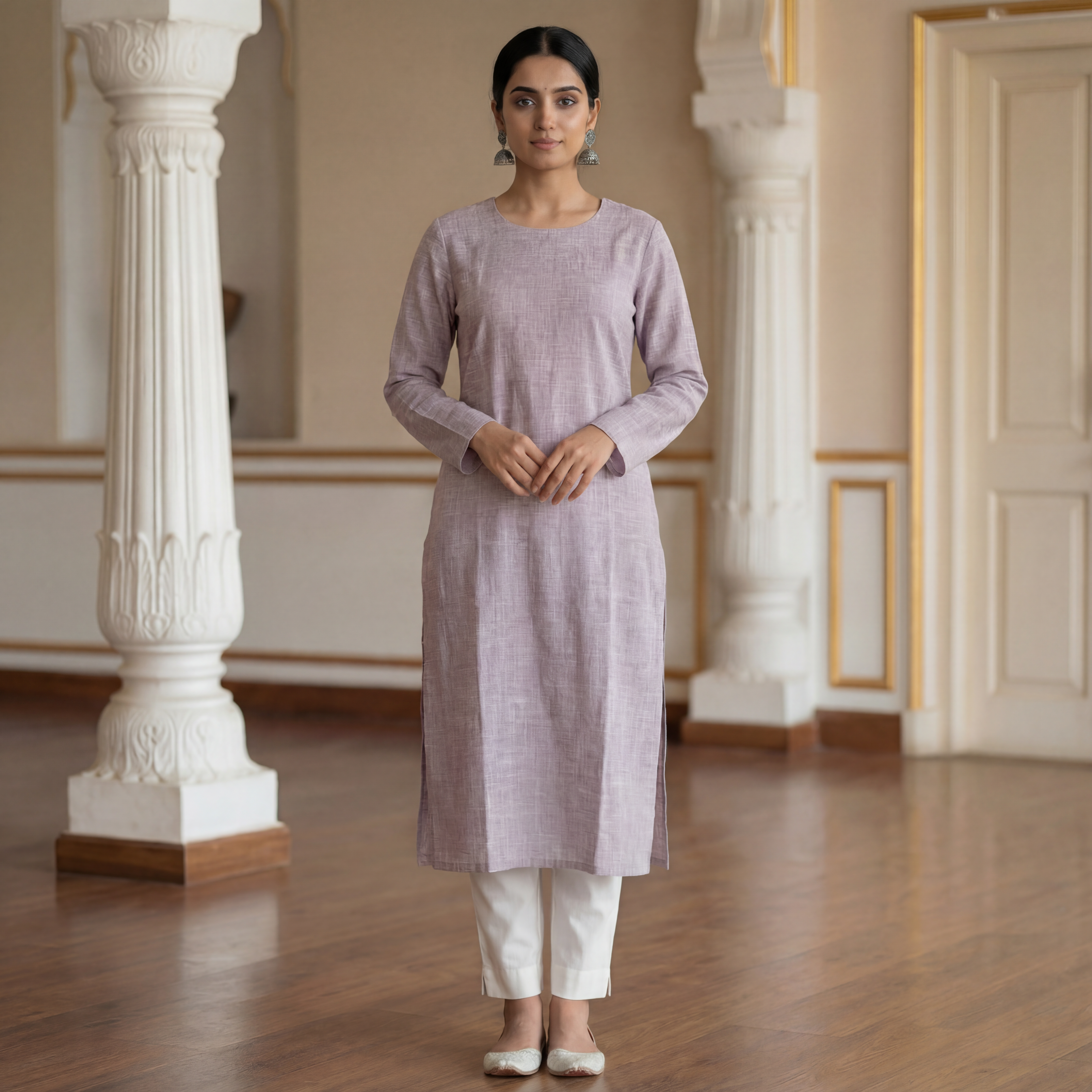 Pale Lilac - Women's Long Kurta