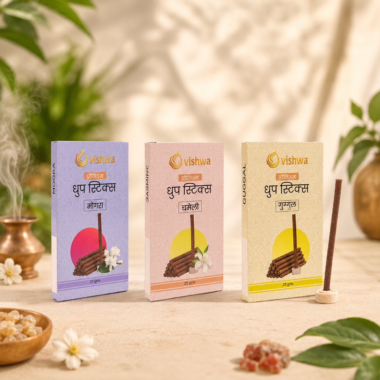 Dhoop Sticks Bundle - Floral - ( Guggal + Mogra + Jasmine ) 4
