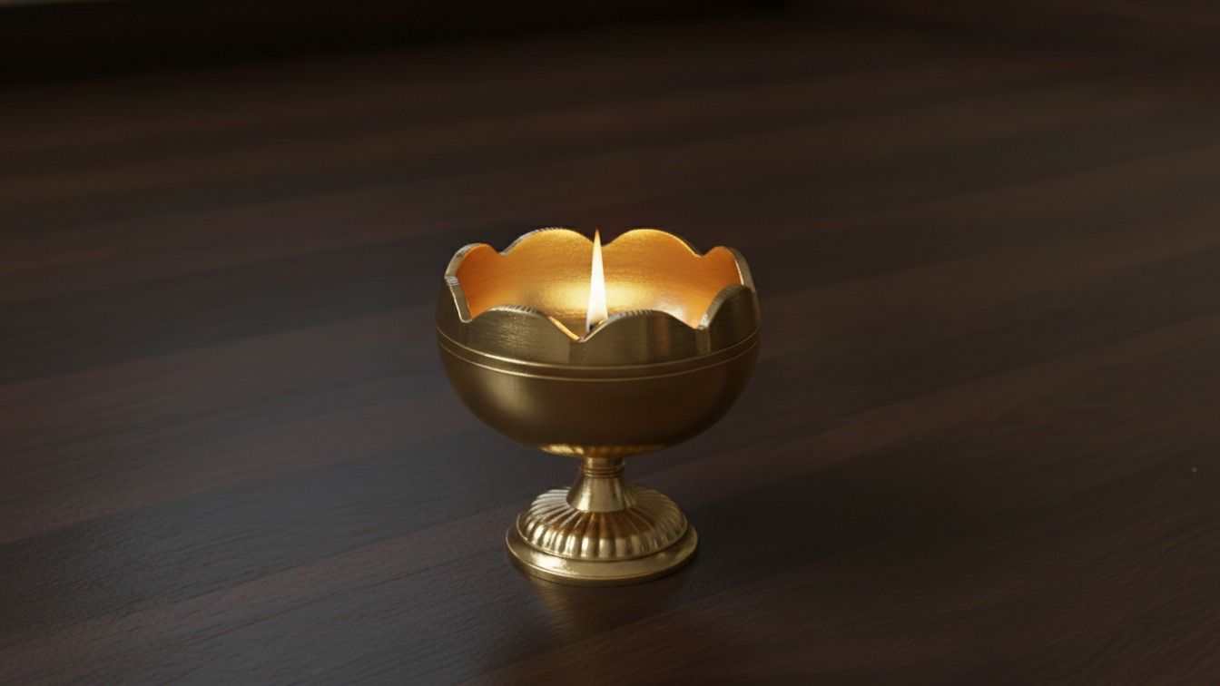 Brass Lotus Design Oil Diya / Deepak - Pair (2.25 Inches ) 2