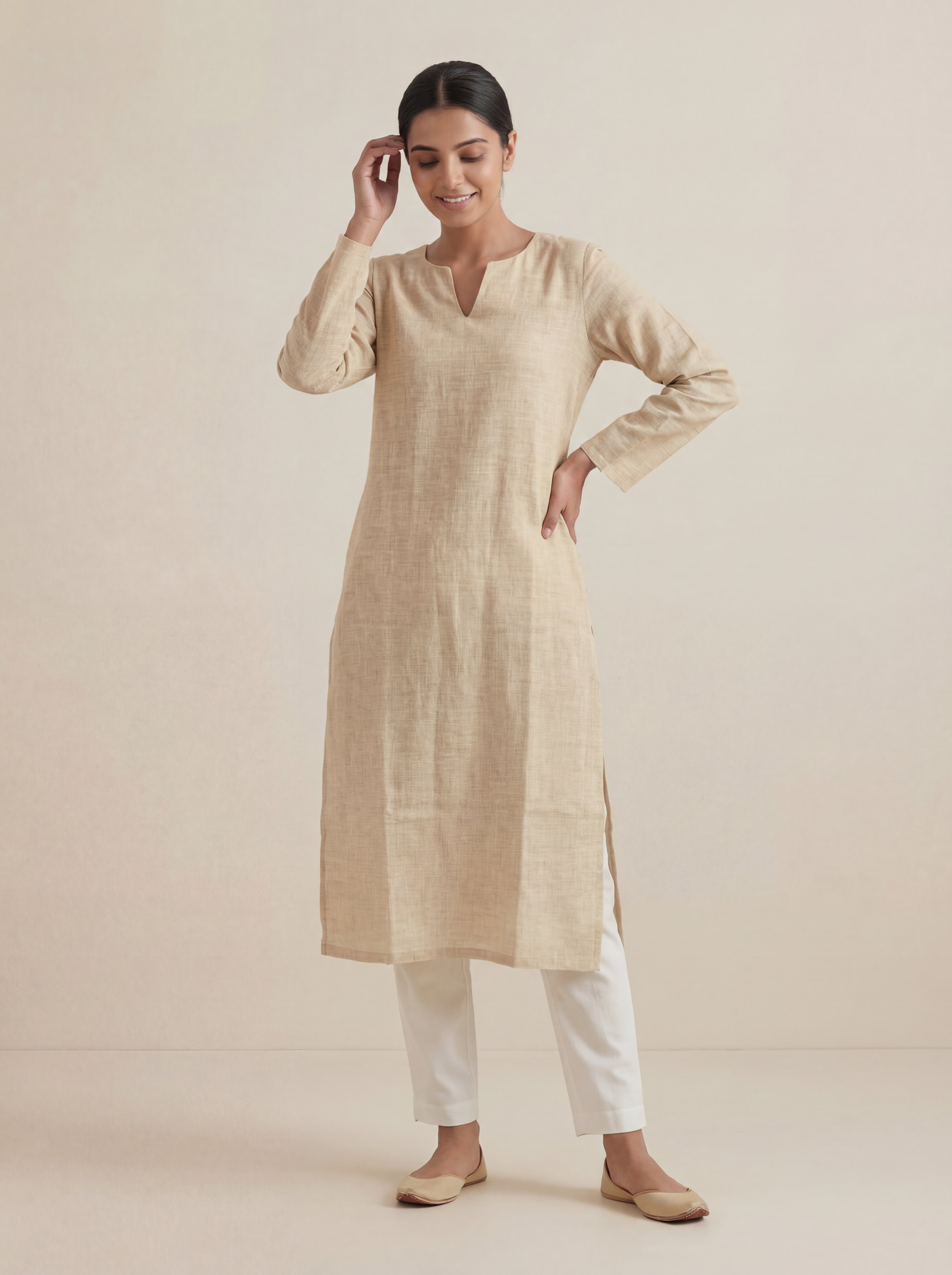 Warm Yellow - Women's Long Kurta  2