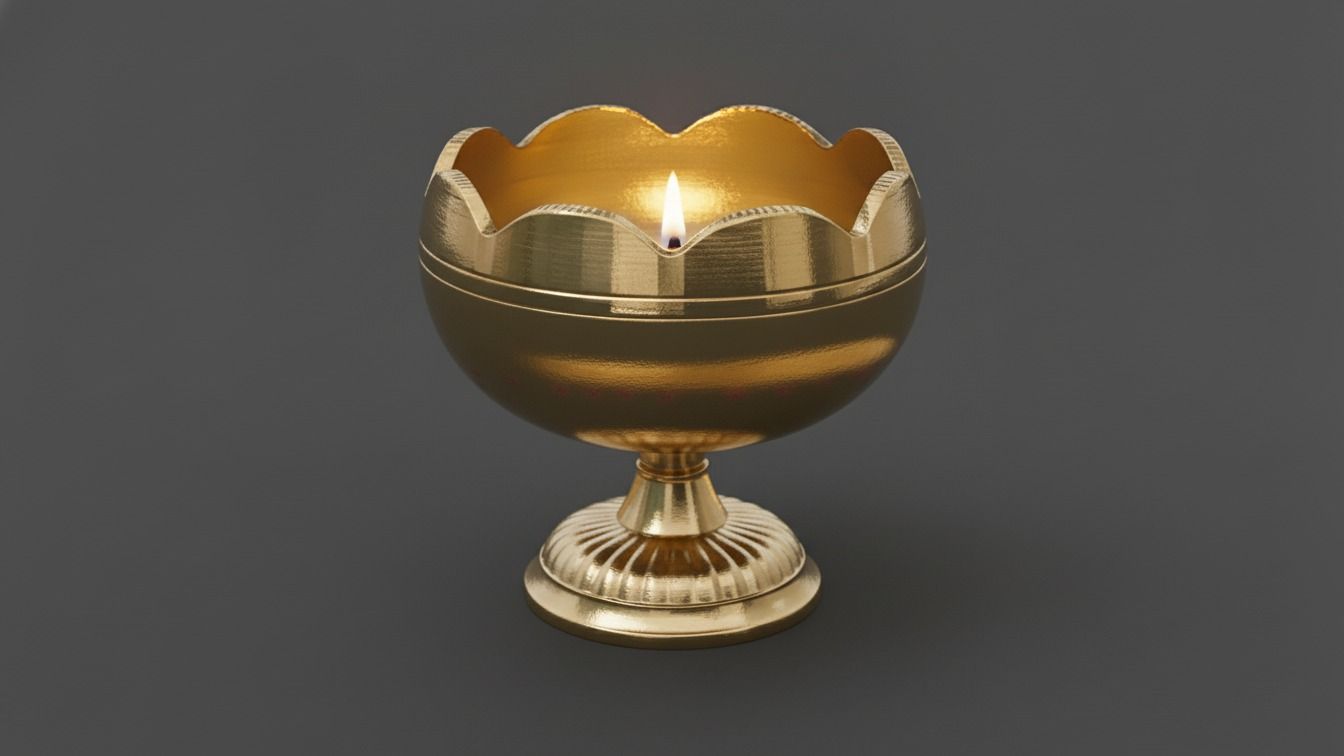 Brass Lotus Design Oil Diya / Deepak - Pair (2.25 Inches ) 3