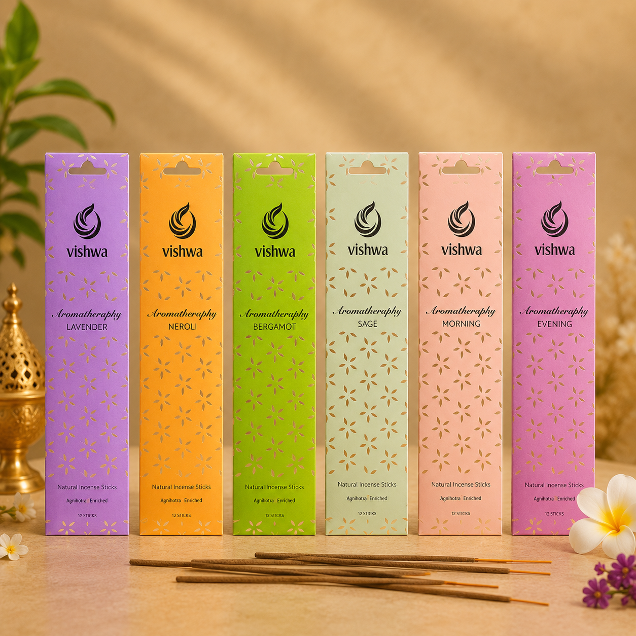 Aromatheraphy Incense Stick Bundle (Bergamot + Lavender + Neroli + Morning Aromas + Evening Aromas + Sage)