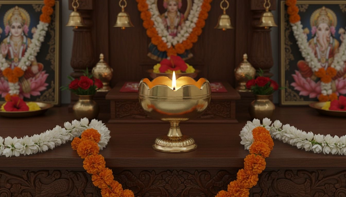 Brass Lotus Design Oil Diya / Deepak - Pair (2.25 Inches ) 5