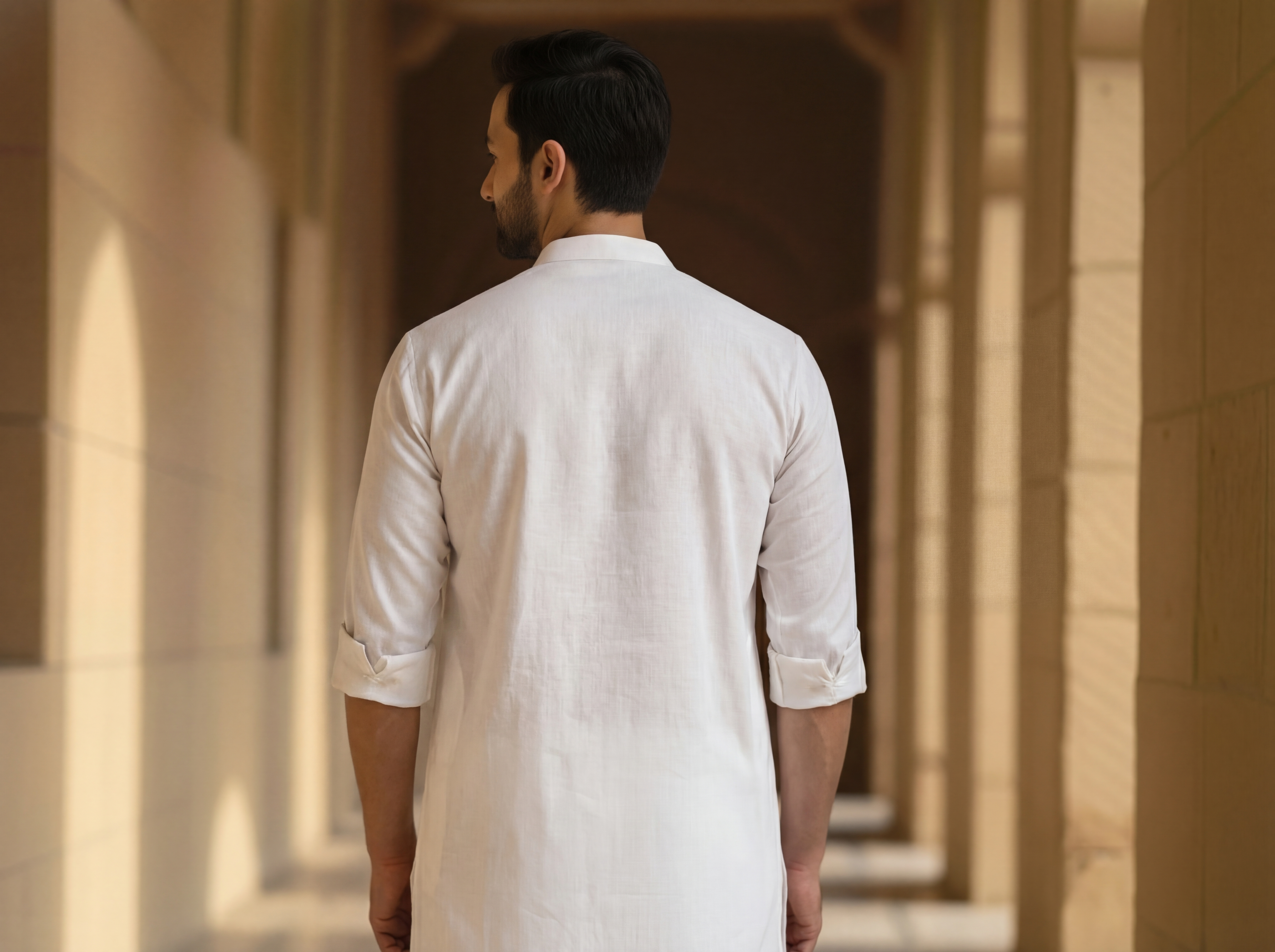 Men's Short Kurta- Pure White  3
