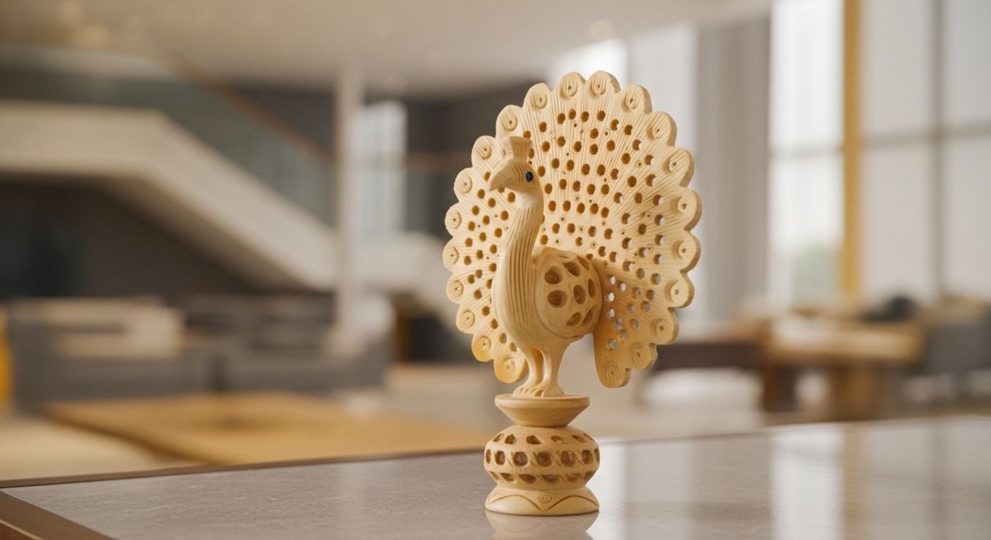 Handcrafted Wooden Peacock – Decorative Sculpture ( large ) 5