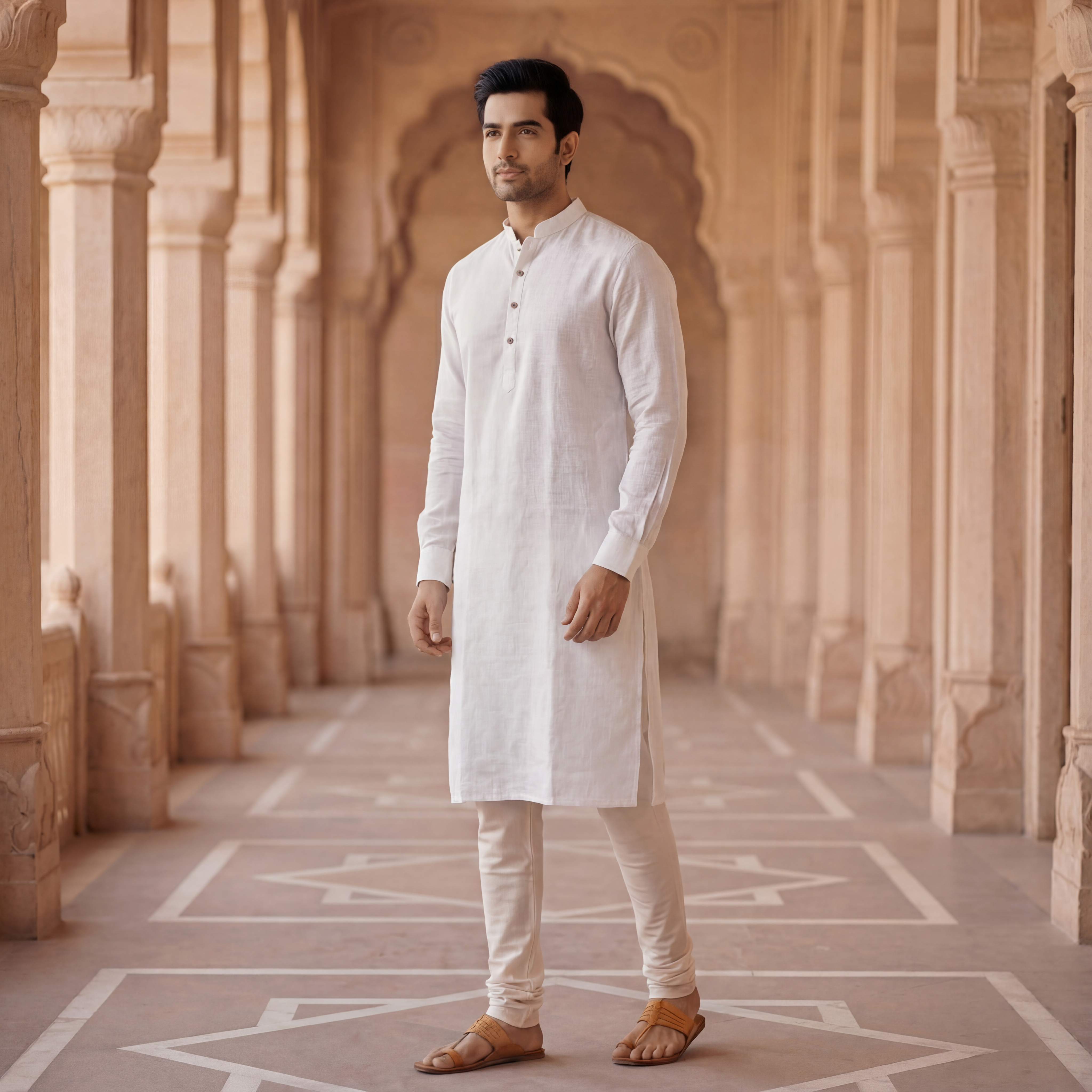 Pure White - Men's Long Kurta 3