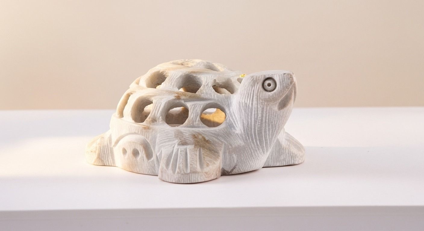 Hand-Carved Jali Work Stone Tortoise 4