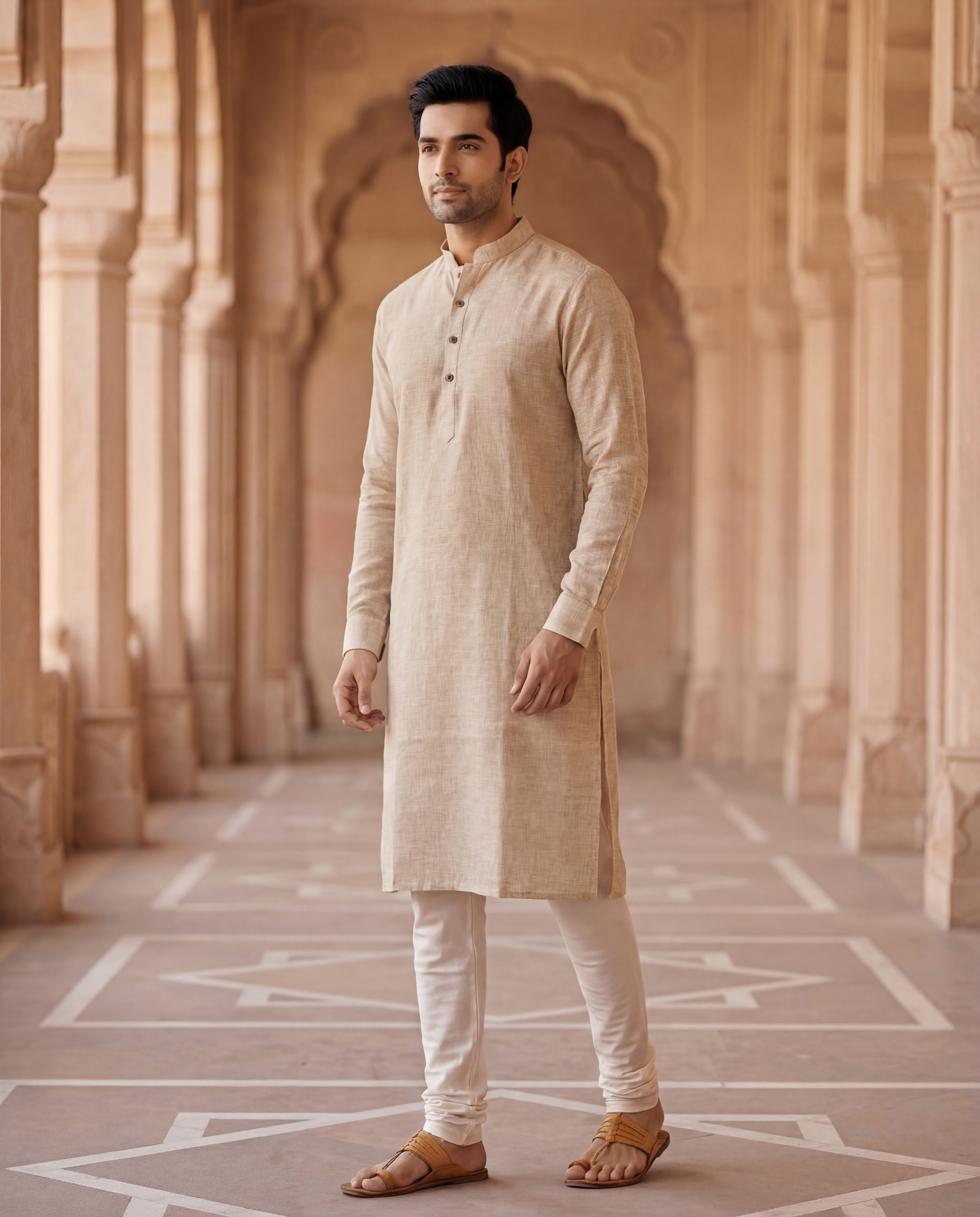 Ash Taupe Men's Long Kurta 2