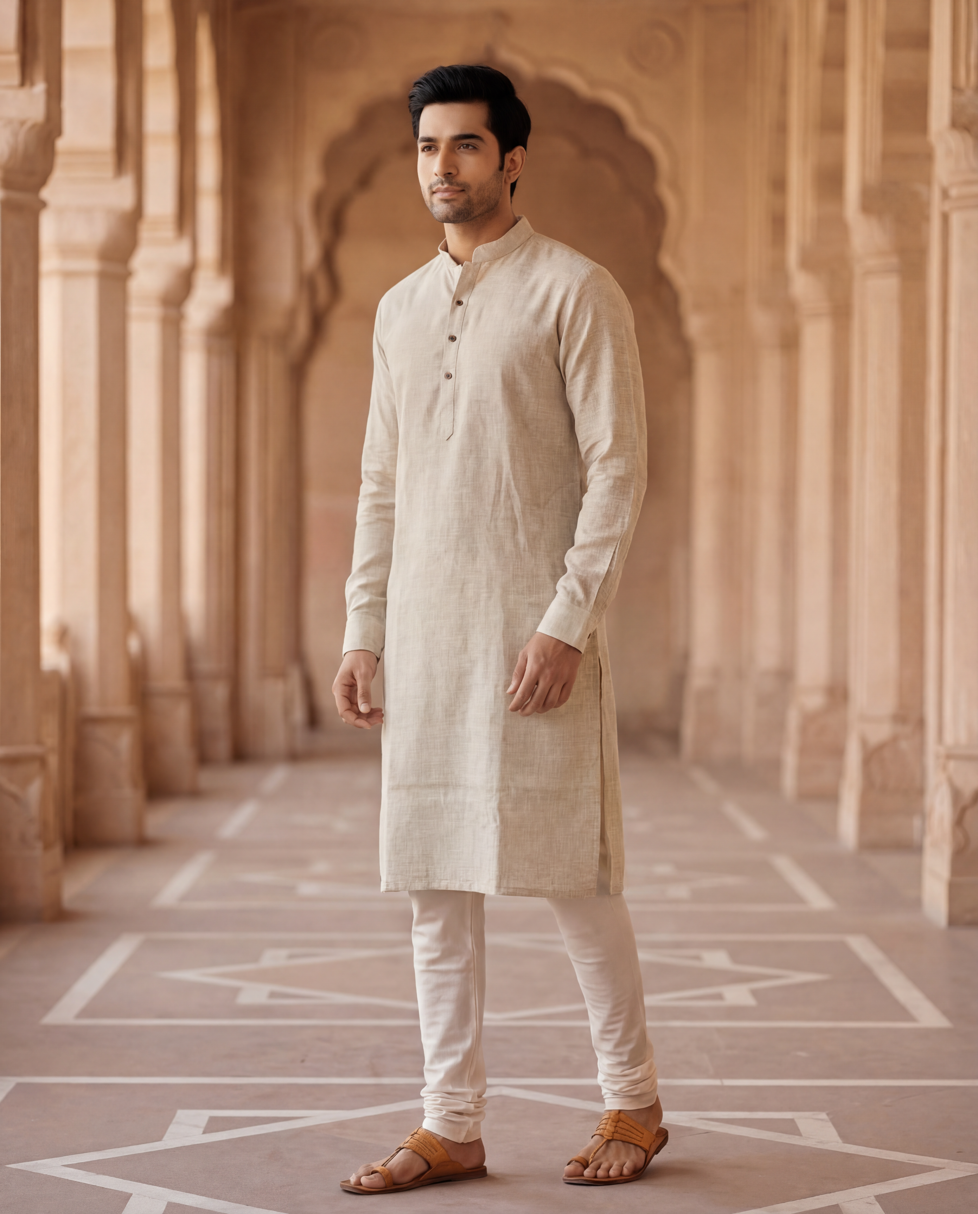 Men Long Kurta- Honey Gold  2
